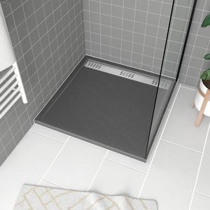 Aurlane Douchebak Pedra 90x90cm Vierkant Antraciet Steeneffect | Douche