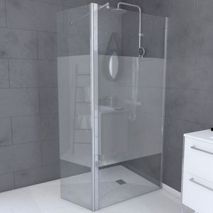Pack inloopdouchescherm depolie 90x200cm met chroom profiel + Draailuik 40x200cm + telescopische bevestigingsarm 70 tot 100cm - FREEDOM