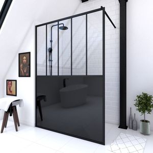 Aurlane inloopdouchewand 140x200 cm - 5 mm gehard glas en mat zwarte aluminium structuur - Glassy 140