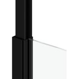 AURLANE Badscherm 75 x 153 cm, uittrekbaar tot 202 cm – aluminium zwart mat – gehard glas 6 mm – Stretchy