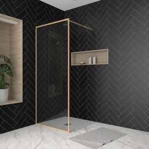 Aurlane - Inloopdouche Edge 90 X 200cm - Goud Profiel - 6 Mm Helder Glas