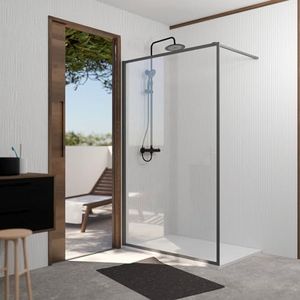 Aurlane - Inloopdouche Edge 120 X 200cm - Gun Metal Profiel - 6 Mm Helder Glas