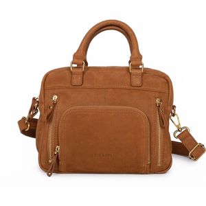 Handtas in gekorreld leer MINI MACY NAT & NIN. Leer materiaal. Maten één maat. Kastanje kleur
