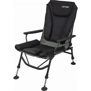 Capture Outdoor, ""AirFlow Black Chair"" Luxe KarperStoel, Ademend Comfort, Ergonomisch, 4 Verstelbare Poten, Vertselbare Rugleuning, …