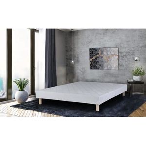 Decoratief gewatteerde bedbodem met 14 multiplex-latten PANACEA van DREAMEA - Wit - 140x190 cm