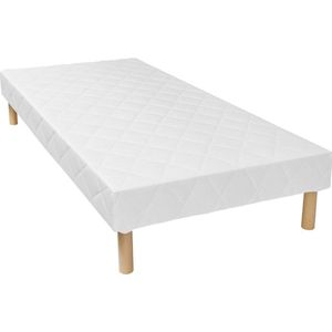 Decoratief gewatteerde bedbodem met 14 multiplex-latten PANACEA van DREAMEA - Wit - 100x200 cm