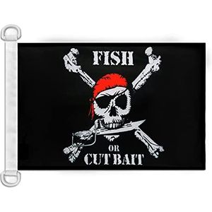 AZ FLAG Pavillon Nautique Pirate Bandana Fish Or Cut Bait 45 x 30 cm - Vlag van de Boots Corsaire Doodskop 30 x 45 cm