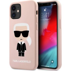 Karl Lagerfeld KLHCP12SSLFKPI Siliconen Hard Case voor iPhone 12 Mini 5,4 inch Lichtroze