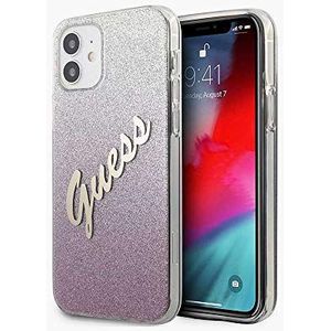 GUESS Etui GUHCP12SPCUGLSPI Apple iPhone 12 mini roze/roze hardcase Glitter Gradient Script