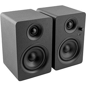 Plugger Studio MS4-BT 2-Wege Bluetooth Multimedia-Lautsprecher Wireless Studio Monitor Holz Schwarz Aktive Hörer für Smartphone, Tablet, PC oder Mac, Mediaplayer, Soundkarte
