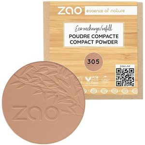Zao - Refill Compact Powder - 305 Milk Chocolate - 9 g