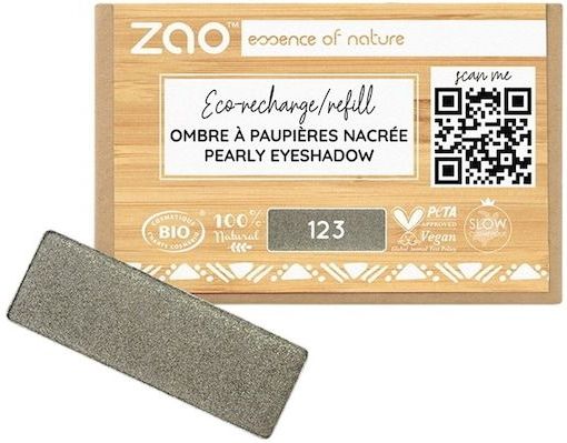 ZAO - Refill Rectangle Eye Shadow - 123 Pearly Grey Khaki - Oogschaduw