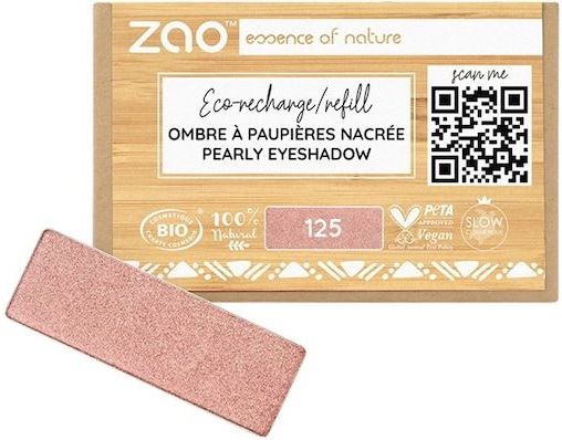 ZAO - Refill Rectangle Eye Shadow - 125 Pearly Sunshine Pink - Oogschaduw