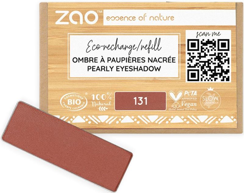 ZAO - Refill Rectangle Eye Shadow - 128 Pearly Tiramisu - Oogschaduw