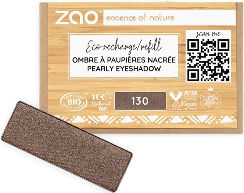 ZAO - Refill Rectangle Eye Shadow - 130 Intense Brown - Oogschaduw
