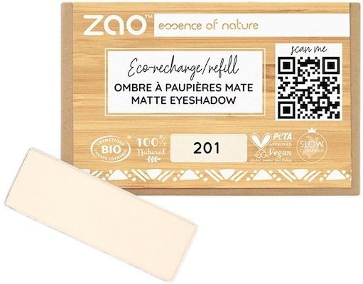 ZAO - Refill Rectangle Eye Shadow - 201 Matt Ivory - Oogschaduw