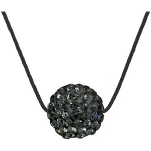 Crystal bol ketting preciosa zwarte link nylon zwart zilver 926