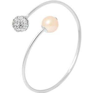 Armband - Roze - U en Mij - Parel en Kristal Preciosa Wit - Zilver 925 - Semi Rigide