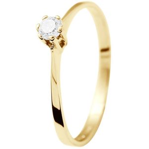 Solitaire Diamond 0,10 Cts 4 Claws Geel Goud 18 Karaat