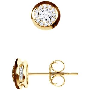Solitaire - Oorbellen - Geel Goud 18 Karaat - Bezet met Diamanten 0,30 Cts