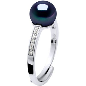 Ring Zoetwater Parel sieraden 7-8mm Black zirkonium oxides en 925