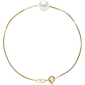 Armband Gekweekte Pearl Zoetwater 8-9mm Wit Geel gouden ketting Venetiaanse