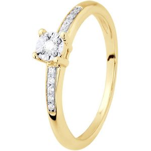 Diamond Solitaire ondersteund 0070 Cts Illusion 1 Ct geel goud set met vier klauwen