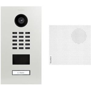 Doorbird - D2101V-V2-EA RAL 9016 + A1061W – video-deurintercom IP 1 bel met RFID-lezer, wit + 1 bel A1061W – inbouwbaar