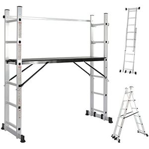 Sotech - Multifunctionele ladder, Steiger, 168 x 160 x 45 cm, EN 131, Maximale belasting: 150 kg, Platform grootte: 147 x 40,5 cm