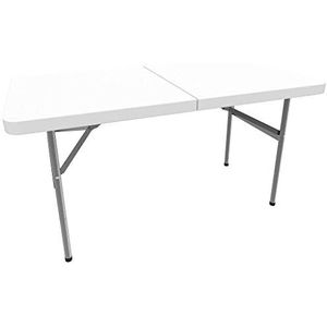 Todeco - Draagbare klaptafel, robuuste kunststof tafel - Materiaal: HDPE - Maximale belastbaarheid: 100 kg - 122 x 61 cm, wit, inklapbaar in twee kleuren