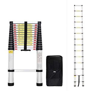 Todeco - Telescopische ladder, vouwladder - maximale belastbaarheid: 150 kg - standaard/certificering: EN131-4,1 meter, gratis draagtas, EN 131