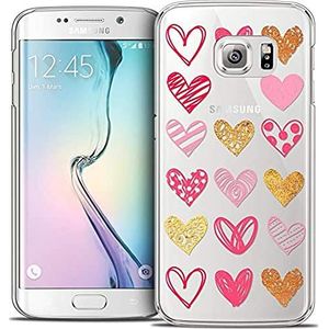 Caseink - Beschermhoes voor Samsung Galaxy S6 Edge [Crystal HD-collectie Sweetie Design Doodling Hearts – hard – ultradun – bedrukt in Frankrijk]
