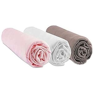 Set van 3 hoeslakens, 70 x 140 cm, kinderbed, 70 x 140 cm, bamboe, hypoallergeen, roze, wit, taupe, rekbaar, gezonde slaap, merk Easy Dort | Öko-Tex gecertificeerd, gemaakt in Europa