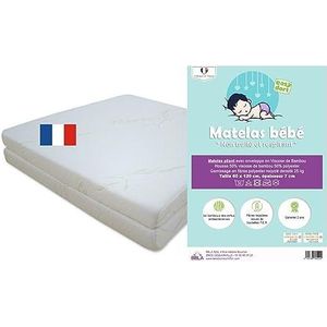 Easy Dort - Vouwmatras voor baby's 60 x 120 cm - Bamboe overtrek | voor bed 60x120 cm naar keuze | antibacterieel | dikte 7 cm | gemakkelijk opvouwbaar | Oeko tex® | vrij van schadelijke stoffen | wit