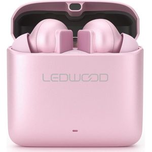 LEDWOOD LD-S20-PIN - TITAN S20 TWS in-ear earphones met metallic oplaadcase, roze