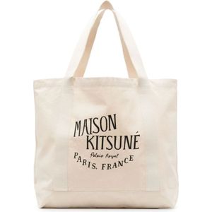 Maison Kitsuné, Palais Royal Logo Tote Tas Wit, Dames, Maat:ONE Size