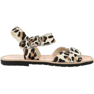 Leren sandalen met platte hak AVARCA BOUCLE LEOPARD MINORQUINES. Leer materiaal. Maten 41. Kastanje kleur