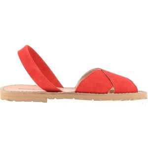 Platte sandalen in daim Avarca Cala MINORQUINES. Leer materiaal. Maten 36. Rood kleur