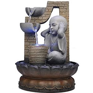 Desktop waterval Boeddha Fontein Tafelblad Waterfontein - Hars Boeddhabeeld Stromende Waterfontein Tafelblad Ornament - voor Home Office Decor Waterfontein (Kleur: A)