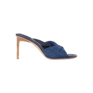 Jacquemus Denim Geweven Hakken Muiltjes , Blue , Dames , Maat: 39 EU