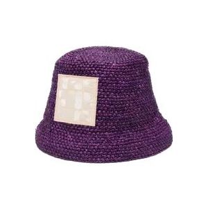 Jacquemus Paarse Geweven Raffia Emmerhoed , Purple , Dames , Maat: 58 CM