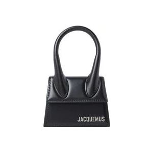 Jacquemus Zwarte Leren Mini Tas met Verstelbare Schouderband , Black , Dames , Maat: ONE Size
