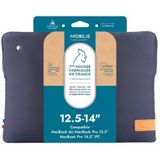 Mobilis Housse pour Ordinateur Portable - 12.5-14 Pouces - Compatible MacBook Pro 13'' & MacBook Pro 14'' - Fabriquée en France - 25% recyclée - Bleu Nuit - La Frenchie