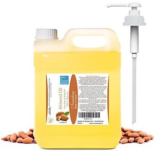 Koudgeperste zoete amandelolie, preventie van zwangerschapsstriae | Vochtinbrengende crème voor droge huid | Natuurlijke make-up verwijderaar | Haarverzorging | Oranje, 2000 ml