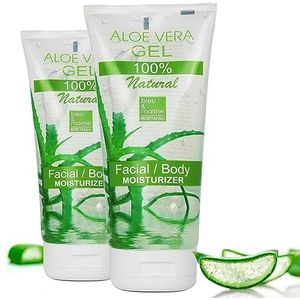 100% Natuurlijke Aloë Vera-Gel Concentrate Spaarpakket 200 ml x 2 Conditioner Haargel After Sun Gel Gel na het scheren Hydraterende gel voor gezicht en lichaam