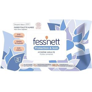Fess'Nett nat toiletpapier, bescherming en verzorging voor volwassenen, 1 verpakking met 70 reinigingsdoekjes XXL