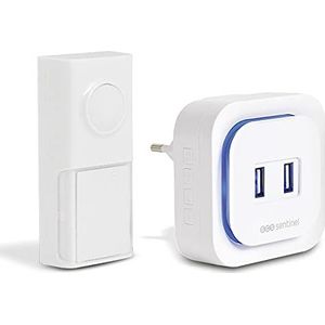 SCS Sentinel - CSF0098 - Draadloze deurbel zonder batterij - Steekbaar met 2 ingebouwde USB-poorten - Deurbelknop - EcoBell 100 USB