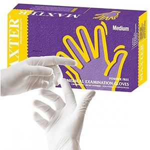 Latexhandschoen, poedervrij, wit, 4 g, 100 stuks