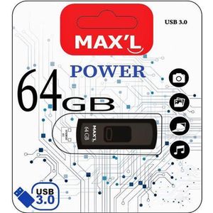 Max'L MAXL854404 USB flash drive 64 GB USB Type-A 3.0 Zwart