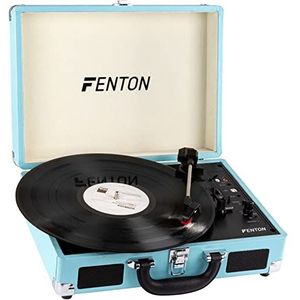 Fenton RP115 Retro Platenspeler in Koffer met Ingebouwde Speakers, Bluetooth en USB - Blauw